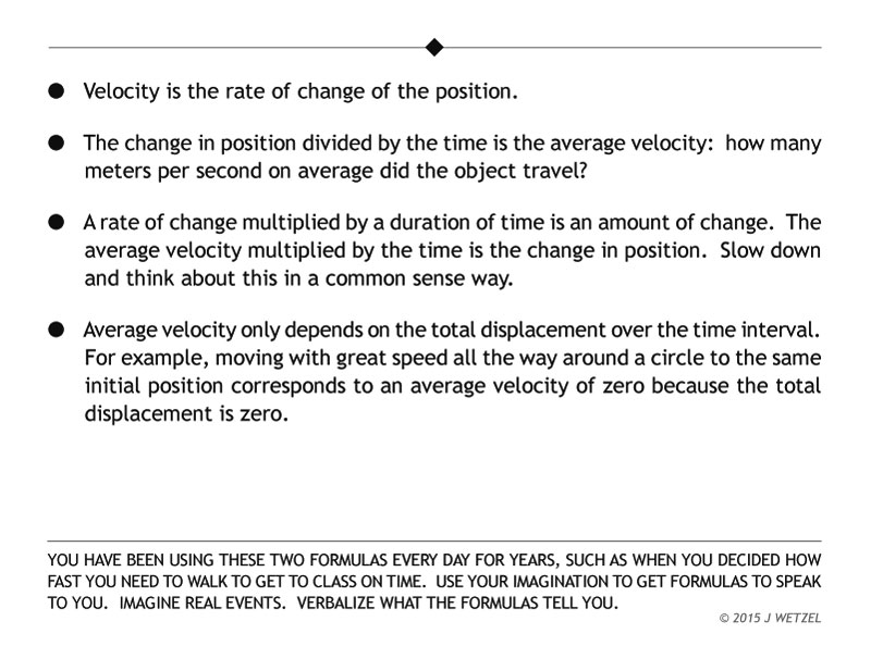 Main points for displacement and velocity.