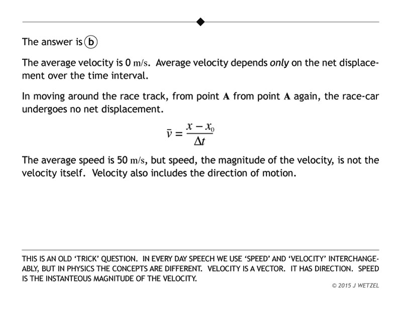 Explanation of race car problem.