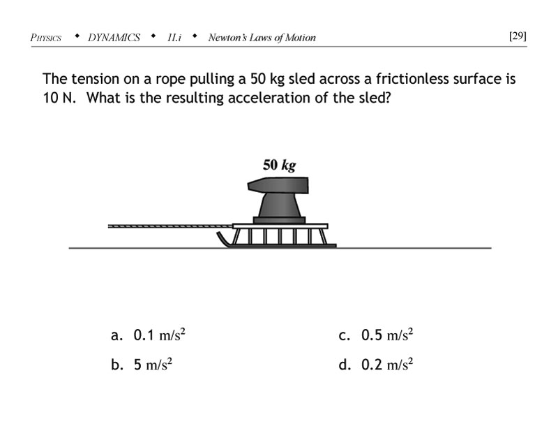 2nd law of motion problem involving sled.