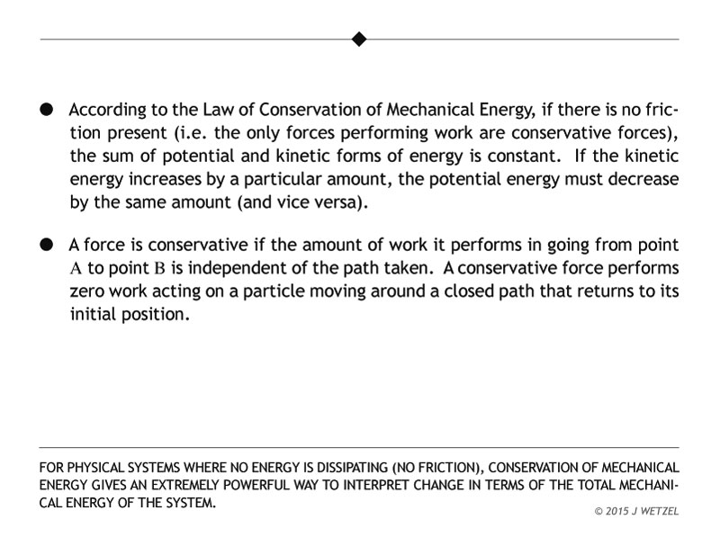 Main points for conservation of mechanical energy