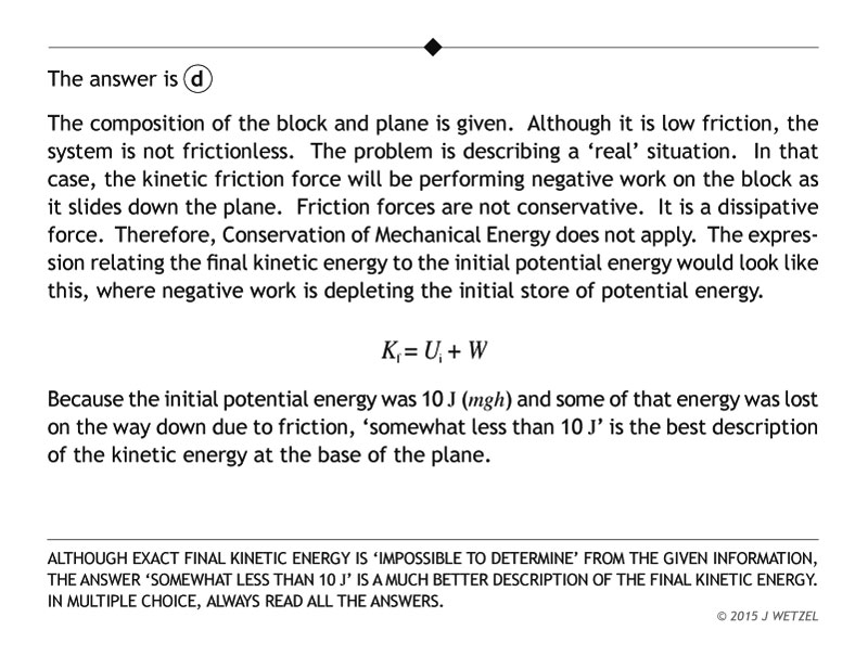 Explanation of sliding block energy problem