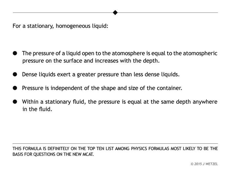 Pressure vs depth main points