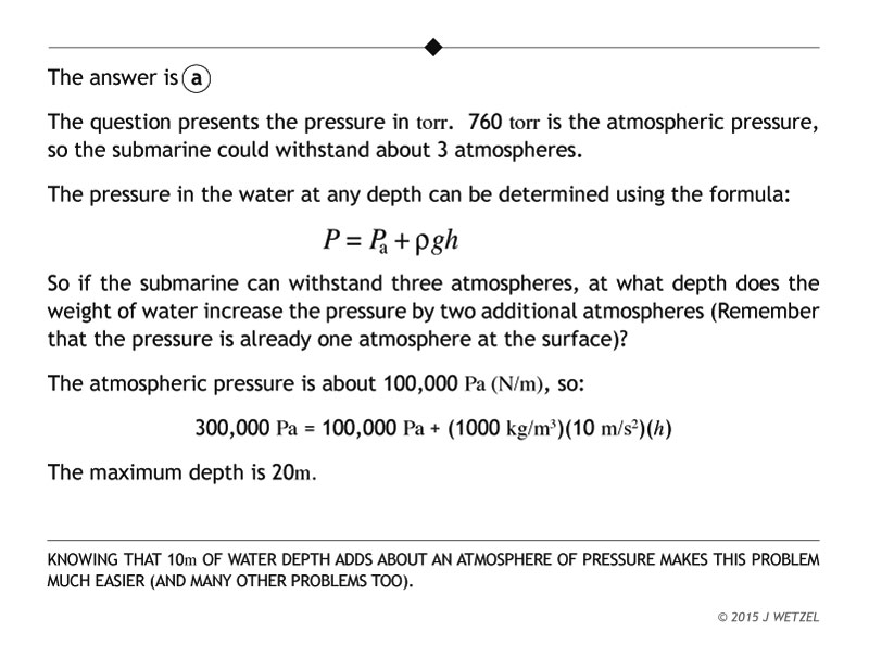 Fluid mechanics submarine problem explanation