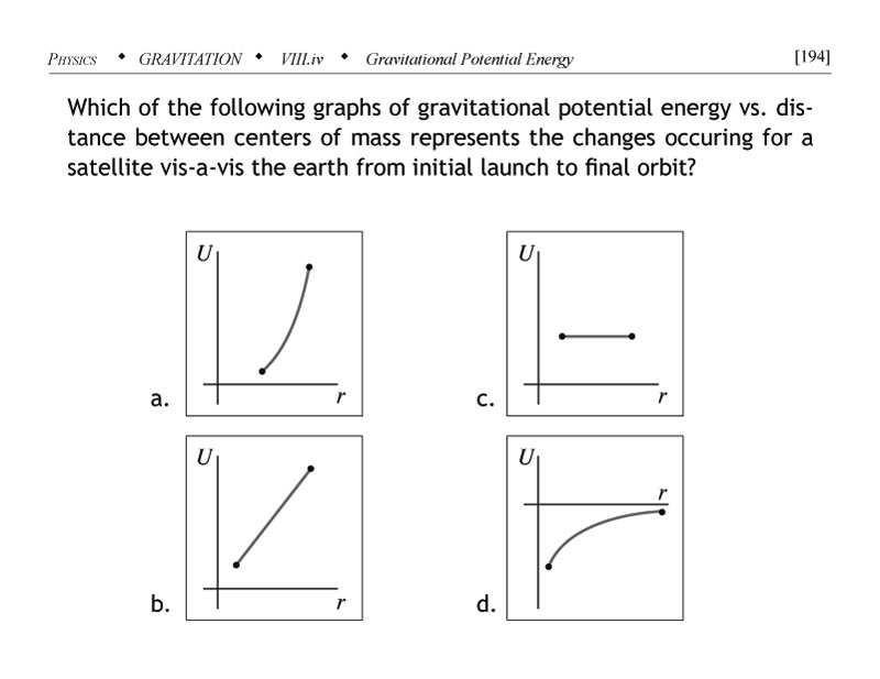 Relationship of gravitational potential energy versus distance between centers of mass