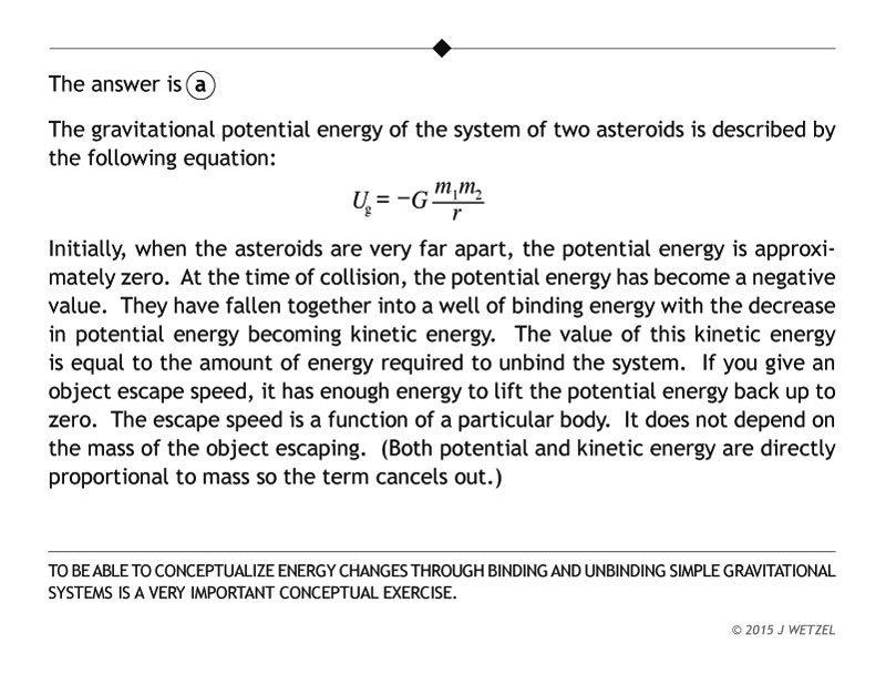 Asteroid potential energy problem explanation