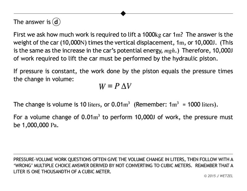 Hydraulic lift thermodynamics problem explanation