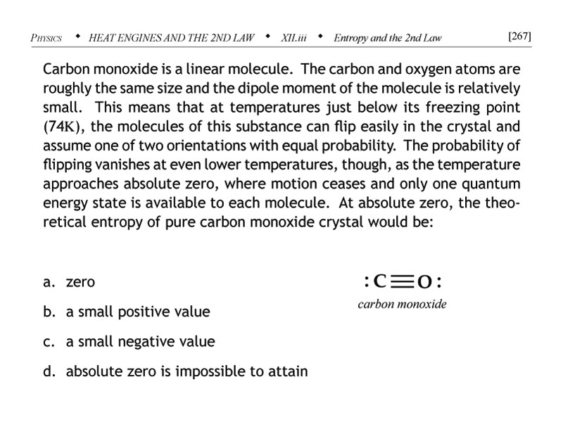 Residual entropy of carbon monoxide