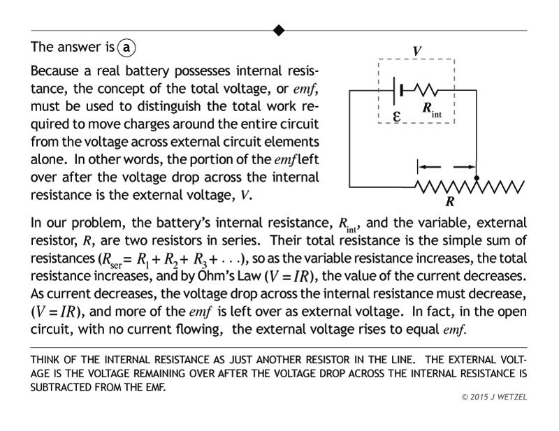 Answer to voltmeter question involving variation of external resistance
