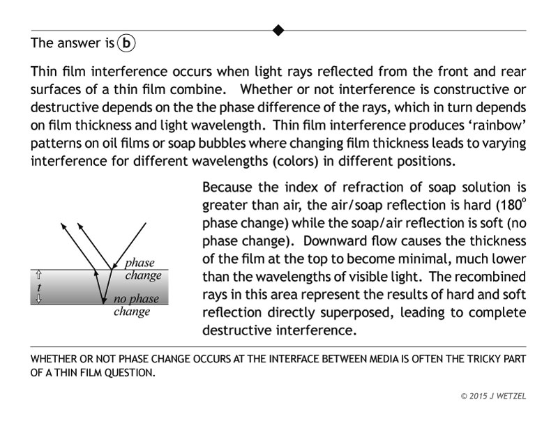 Answer to thin film interference question