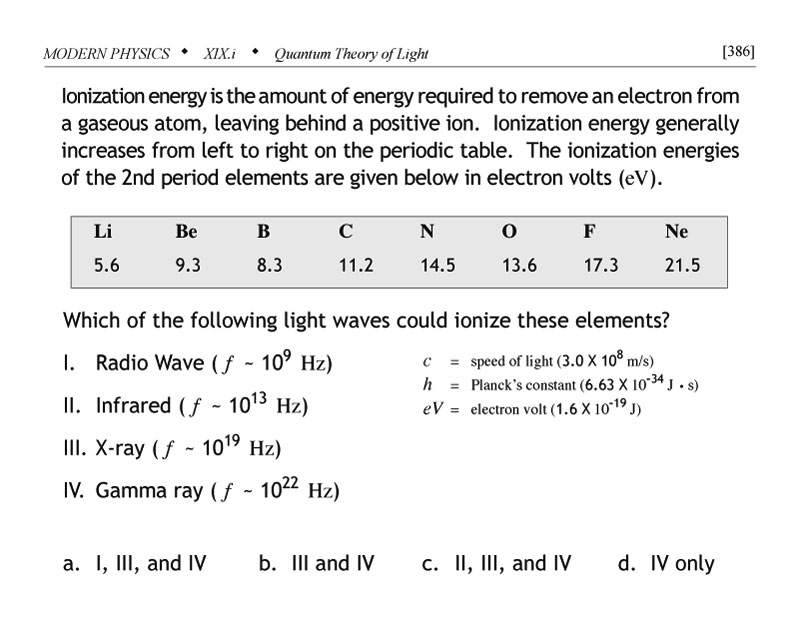 Ionization energy problem