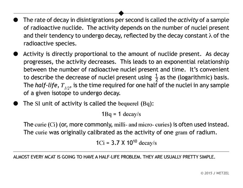 Main ideas for activity and half-life