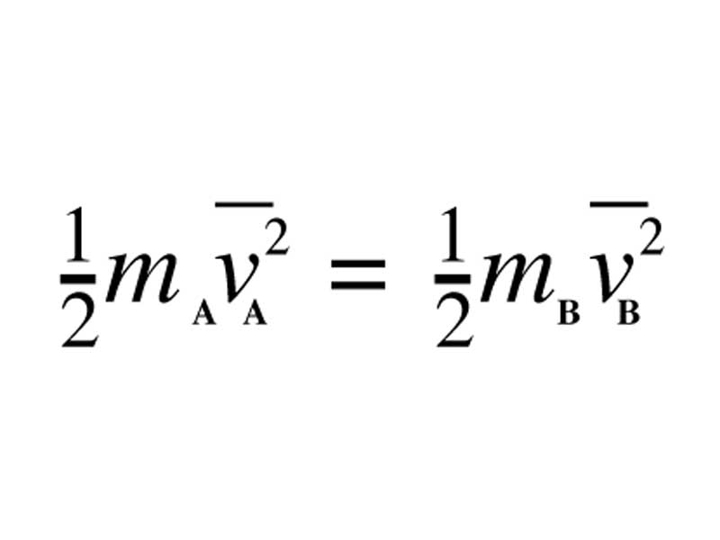 Formula - Equivalence of the kinetic energy of gas particles at the same temperature