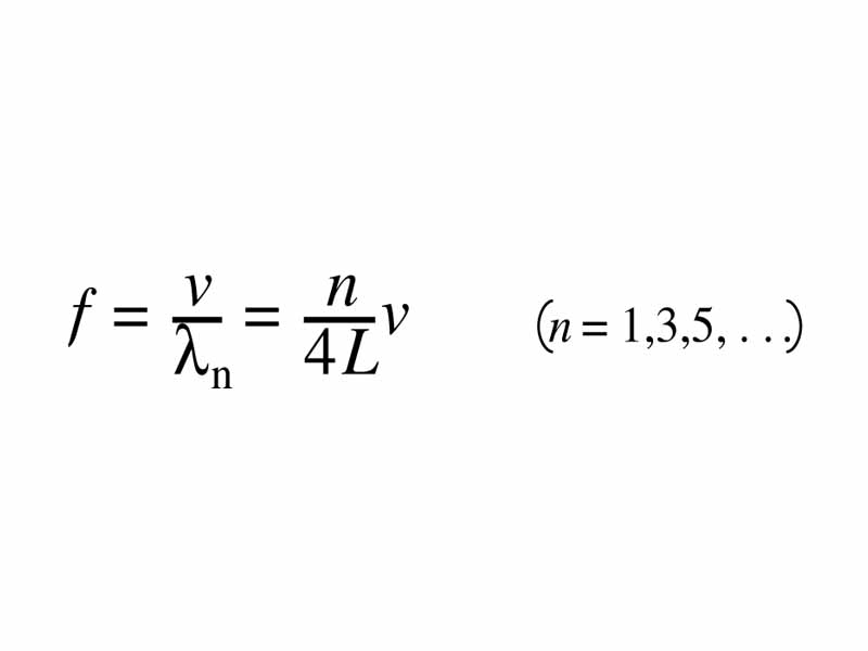 Harmonic series for an air column open at one end formula