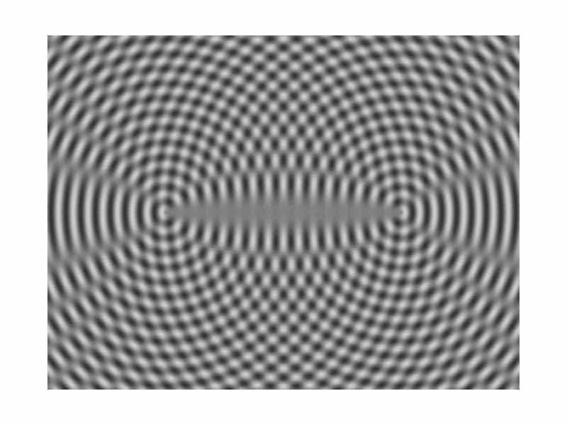 Interference pattern of spherical wave fronts from two points sources in two dimensions