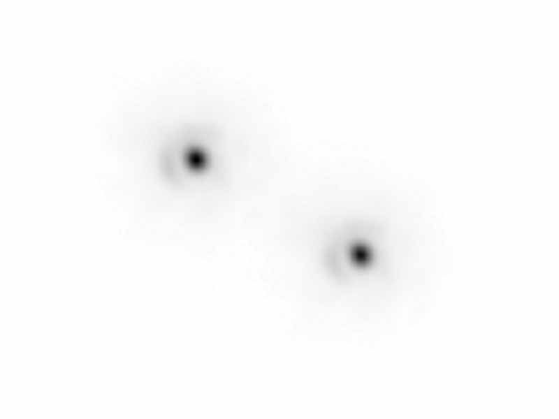 The Airy disc around each of the stars from the 2.56m telescope aperture can be seen in this lucky image of the binary star zeta Boötis.