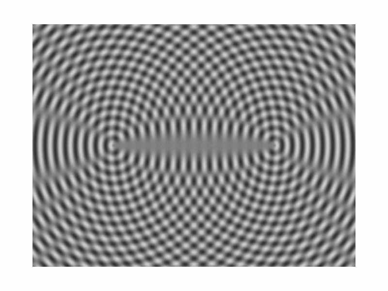Interference pattern of spherical wave fronts from two points sources in two dimensions