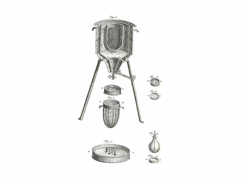 Ice-calorimeter from Antoine Lavoisier's 1787 Elements of Chemistry.