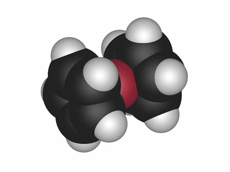 Space-filling model of ferrocene, the archetypal sandwich compound