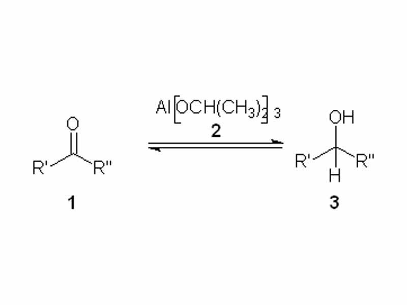 Reduction of a ketone 1 to the alcohol 3 in the presence of aluminumisopropylate 2.