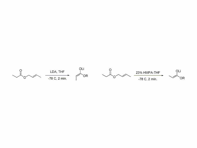 Enolate formation - The addition of HMPA is known to reverse the stereoselectivity of deprotonation.
